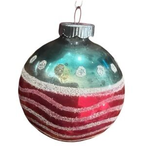 Silver Pink-Red and Green Atomic Shiny Brite Vintage Ornament